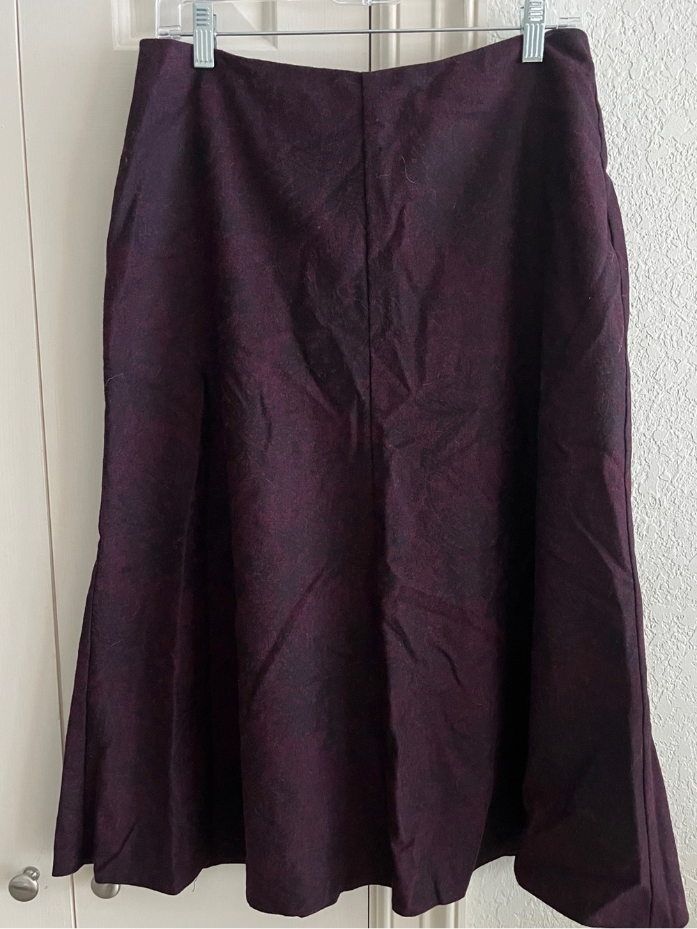 Eastex 50% Wool A-Line Midi Skirt in Deep Plum Fully Lined new